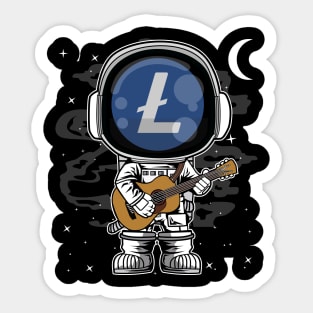 Astronaut Guitar Litecoin LTC Coin To The Moon Crypto Token Cryptocurrency Blockchain Wallet Birthday Gift For Men Women Kids Sticker